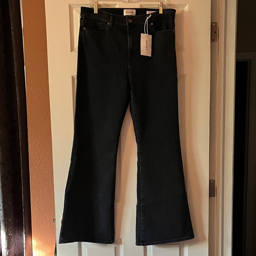 Frame Denim Charcoal Wide Leg Jeans